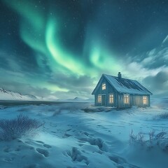 A magical scene of the Northern Lights
