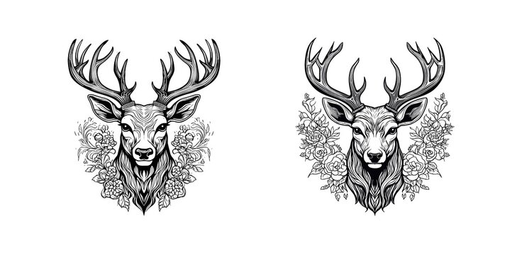 Tattoo Vorlage Hirsch Geweih