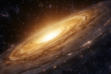 Fototapeta premium Stunning Spiral Galaxy with Bright Central Core and Starry Background