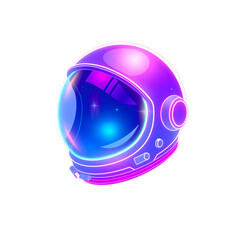 Astronaut helmet holographic 3D icon. neon symbol vector illustration isolated on white background. Generative AI