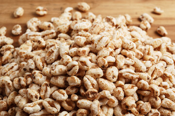 Detail view of puffed wheat cereal