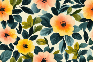 A seamless pattern design featuring floral illustrations perfect for textiles.