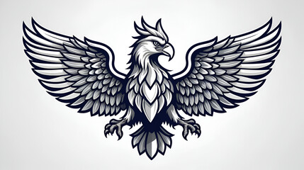 Winged griffin modern logo. Heraldic gryphon emblem design editable for your business. Vector illustration.