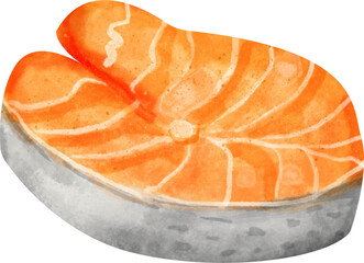 watercolor salmon steak