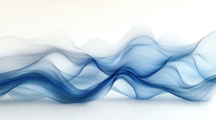 Fototapeta premium Fluid blue waves abstract organic movement on a white canvas