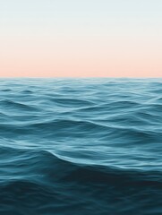 Obraz premium Serene ocean horizon with gentle waves and soft pastel sky gradient