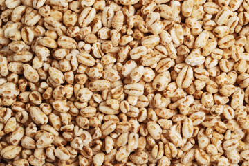 Detail view of puffed wheat cereal