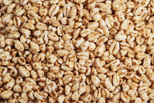 Detail view of puffed wheat cereal
