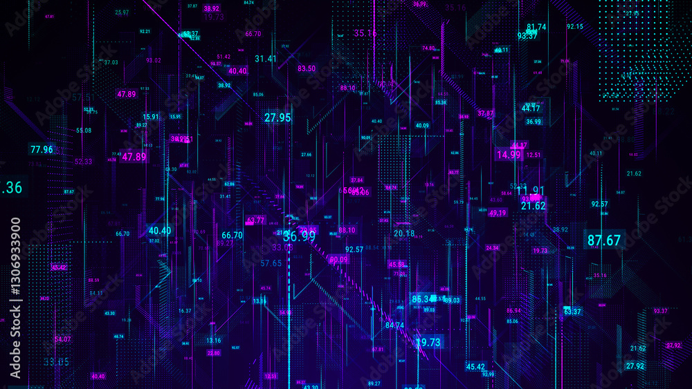 Aufkleber abstract scientific background. 3d animated composition of intersecting multicolored grids. informat