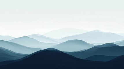 Obraz premium An abstract landscape showing layered mountains with varying shades of blue