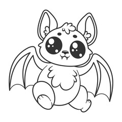 Cute bat jumping, for coloring