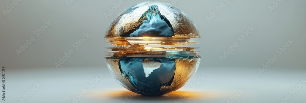 Poster Futuristic globe design showcasing global diplomacy with glowing highlights and elegant structure for communication Generative AI