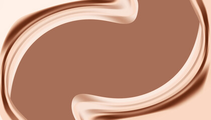 Abstract brown Mocha Mousse color background with waves. Chocolate cream backdrop. Luxury card. Coffee color gradient. Banner, poster. template. Copy space. Modern pop art wallpaper. Flyer. Swirl.