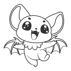 Cute bat feels very happy, for coloring