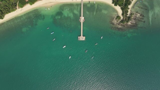 Aerial view of Loh Jak Pier in Koh Yao Yai Phang-nga province. Thailand 2025 February