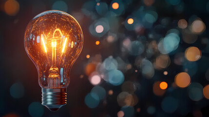 Glowing Light Bulb with Bright Core and Particle Effects
