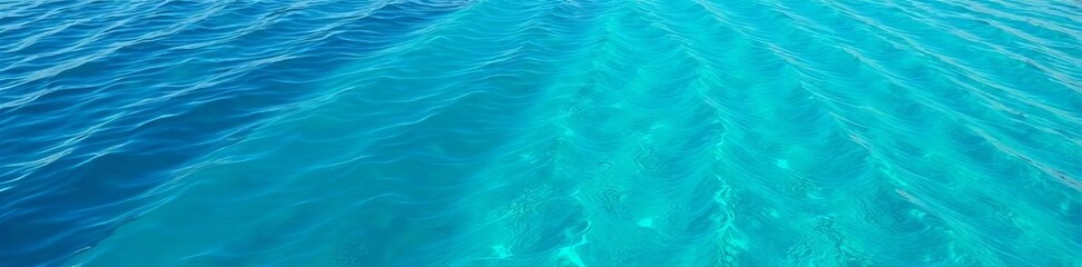 Fototapeta premium Aerial shot of crystal clear blue sea with ripples and white foam, blue, surface