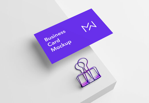 Business Card Mockup with Paper Clip