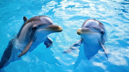 Obraz premium Spinner Dolphins in the Red Sea of Egypt, A Peaceful Ocean Wildlife Scene from Above