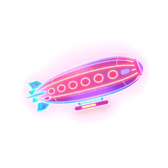 Fototapeta premium Airplane zeppelin holographic 3D icon. neon symbol vector illustration isolated on white background. Generative AI