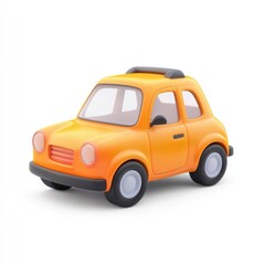 Fototapeta premium Bright orange toy car on a white background for children's play and imagination development