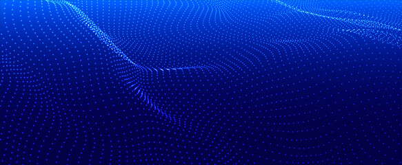 Futuristic dot wave. Abstract digital particle wave. Technology background. Colored musical wave. Light background. Digital background with smooth, wavy curves. 3D rendering.