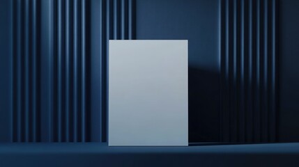 Modern minimalism showcases a sleek, blank canvas against a dark blue textured background in a stylish setting