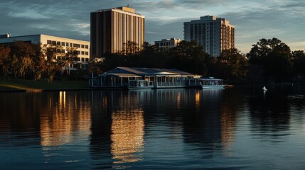 Obraz premium Tallahassee Florida Downtown Skyline Night Photo. Urban Cityscape with Panoramic View of Skyline Buildings and Skyscrapers