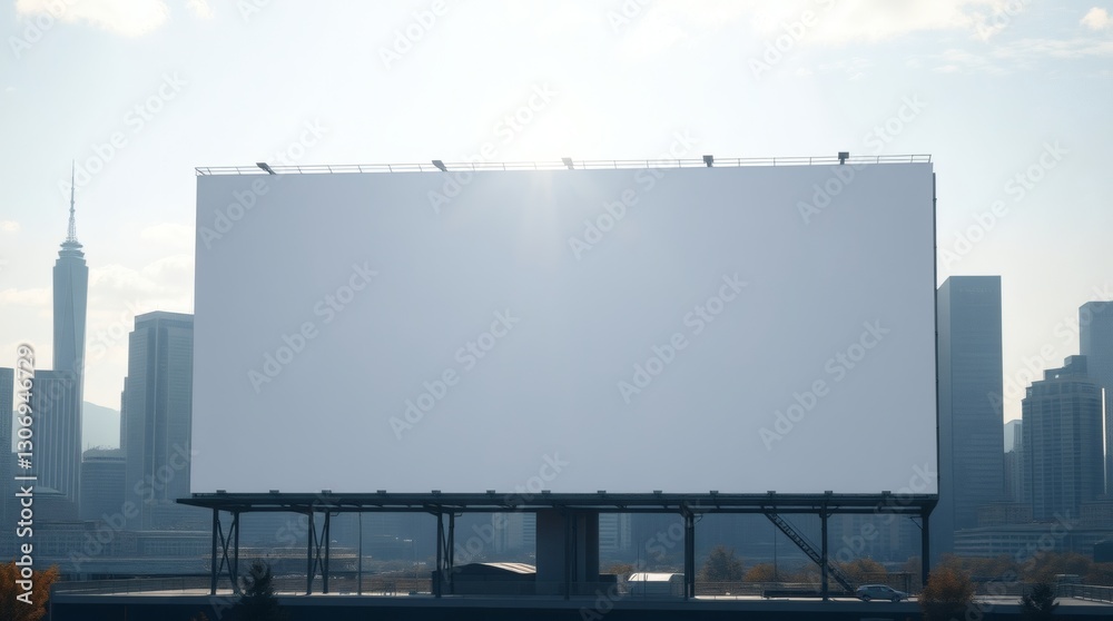 Poster blank billboard in a cityscape. the large blank billboard is prominently featured against a backdrop
