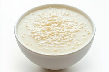 Tapioca Pudding Dessert. Sweet Milk Product Snack with Tapioca Pearls