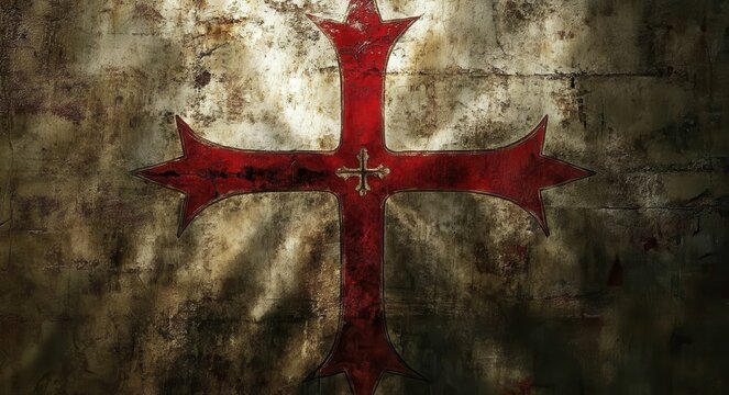Templar Cross Flag. Banner with Templar Cross in Country Colours