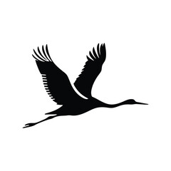 crane silhouette isolated on white