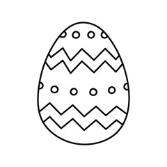 Cute decorated Easter egg isolated on white background. Vector hand-drawn illustration in doodle style. Perfect for holiday designs, cards, logo, decorations.