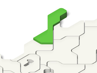 日本地図　石川県（背景透過, 影付き）