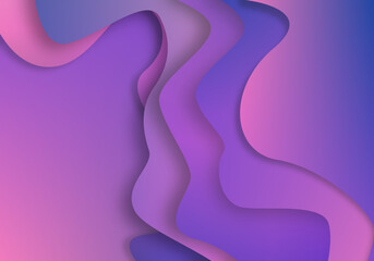 Abstract 3D paper cut pruple and pink background with fluid wavy shapes, perect for modern designs.