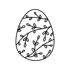 Cute decorated Easter egg isolated on white background. Vector hand-drawn illustration in doodle style. Perfect for holiday designs, cards, logo, decorations.