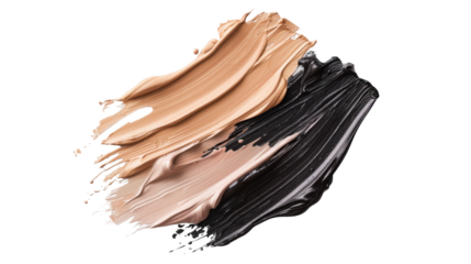 Creamy swirls of foundation in various skin tones blended on a white background for beauty and makeup applications