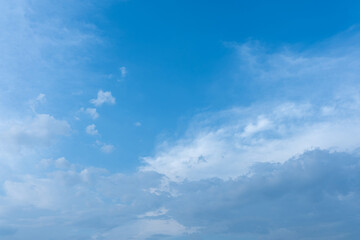 Serene Blue Sky with Fluffy White Clouds Natural Background Texture