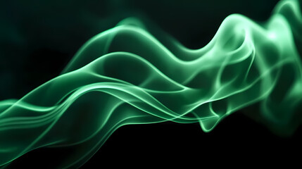 Obraz premium Green Smoke Flowing on Dark Background with Strong Contrast