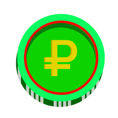 Obraz premium Ruble currency coin symbol. Coin ruble currency icon. Ruble sign icon coin. Green Coin Ruble. 