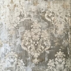 Elegant Vintage Damask Wallpaper Pattern in Soft Neutral Tones