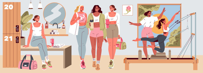 Pilates. Flat Vector Illustration