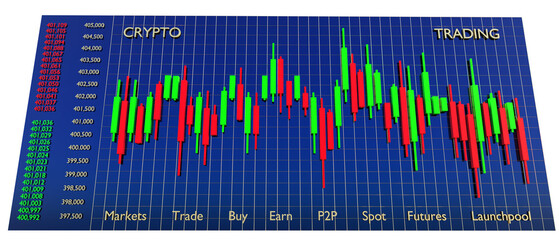 Crypto trading background, business concept. 3D illustration.