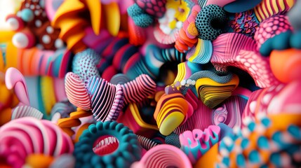 Obraz premium A kaleidoscope of colorful patterns and shapes, vibrant and energetic, ultra-detailed, 8k