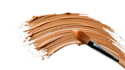 Smooth foundation brush stroke on a clean background showcasing cosmetic makeup application tool and creamy texture