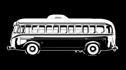 Vintage Turquoise Bus Illustration