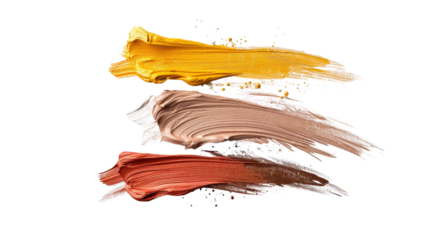 Colorful Stripes of Yellow, Beige, and Copper Paint on a Black Background for Creative Art and Design Projects