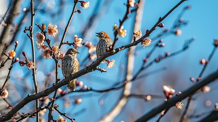 Birds on Blossom Branches