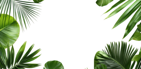 collection of various green leaves arranged around a blank white center. creating a natural frame the design is ideal for backgrounds. invitations. or any project that requires a fresh. botanical aest