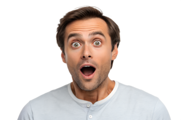 Surprise expression of a young man with light hair